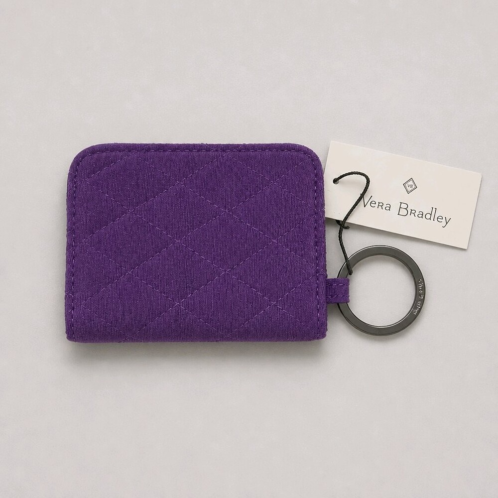 Vera Bradley Quilted Fabric Card Holder Purple &VB Holographic Butterfly Lanyard - Picture 3 of 4